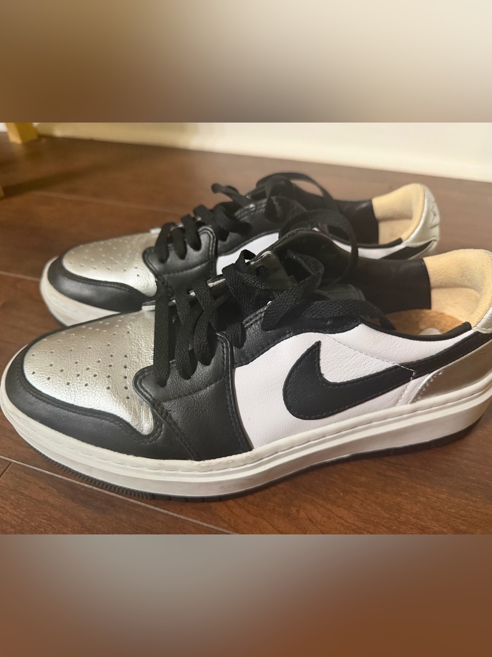 Nike Air Jordan 1 Low Elevate Black White Metallic Silver Women’s 10.5